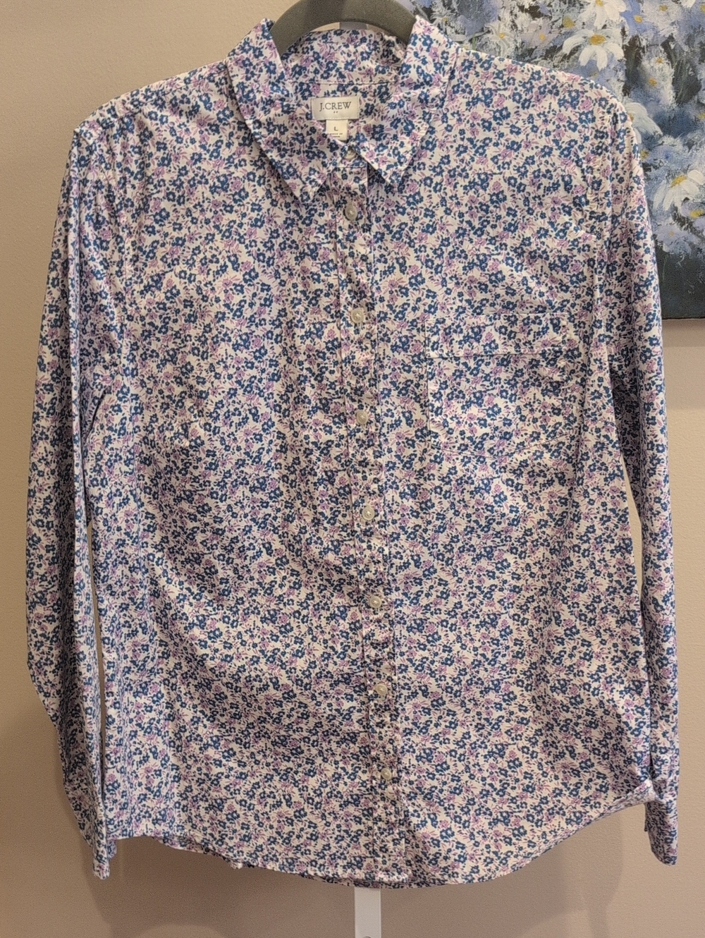 J. Crew Women's'Floral Button-Down Shirt in Blue and Pink